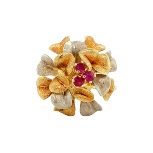 Sale Bicolour gouden ring met robijn 14 krt Ringen Met Edelsteen
