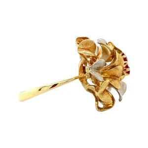 Sale Bicolour gouden ring met robijn 14 krt Ringen Met Edelsteen