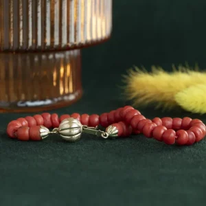 New Bloedkoraal armband met gouden sluiting 14 krt Armbanden Met Edelsteen