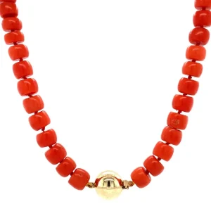 New Bloedkoraal collier met gouden sluiting 14 krt Kettingen Met Edelsteen