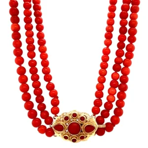 Fashion Bloedkoraal collier met gouden sluiting 14 krt Kettingen Met Edelsteen