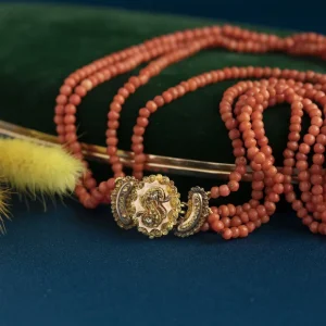 New Bloedkoraal collier met gouden sluiting 14 krt Kettingen Met Edelsteen
