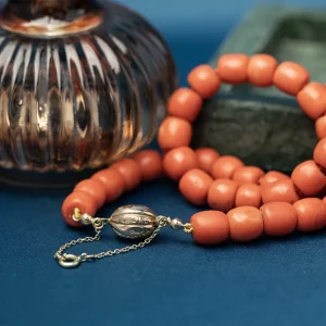 Hot Bloedkoraal collier met gouden sluiting 47 cm 14 krt Kettingen Met Edelsteen