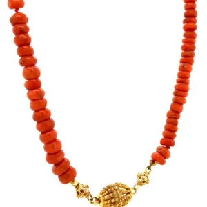 Best Bloedkoraal collier met gouden sluiting 14 krt Kettingen Met Edelsteen