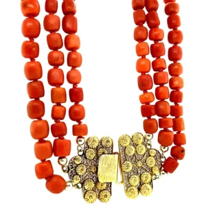 Best Bloedkoraal collier met gouden sluiting 14 krt Kettingen Met Edelsteen