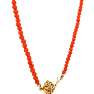 Clearance Bloedkoraal collier met gouden sluiting 14 krt Kettingen Met Edelsteen