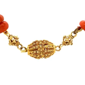 Best Bloedkoraal collier met gouden sluiting 14 krt Kettingen Met Edelsteen