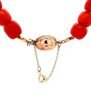 Hot Bloedkoraal collier met gouden sluiting 47 cm 14 krt Kettingen Met Edelsteen
