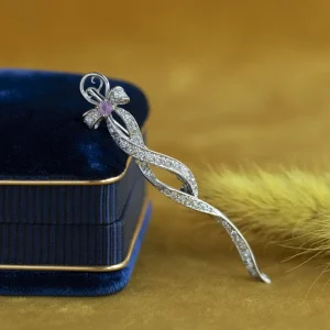 Fashion Broche met roze saffier en diamant 12 krt Broches