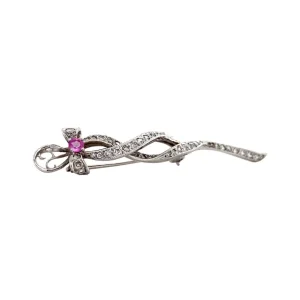 Fashion Broche met roze saffier en diamant 12 krt Broches