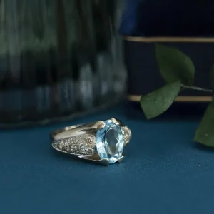 Hot Geelgouden ring met topaas en diamant 18 krt Diamanten Ringen | Ringen Met Edelsteen
