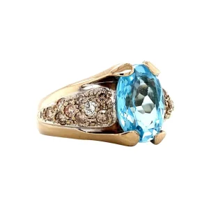 Hot Geelgouden ring met topaas en diamant 18 krt Diamanten Ringen | Ringen Met Edelsteen