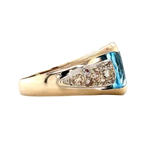 Hot Geelgouden ring met topaas en diamant 18 krt Diamanten Ringen | Ringen Met Edelsteen