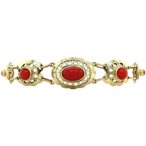 Sale Gouden armband met bloedkoraal 14 krt Armbanden Met Edelsteen