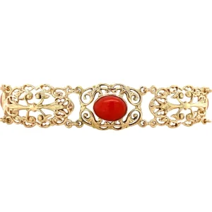 Sale Gouden armband met bloedkoraal 14 krt Armbanden Met Edelsteen