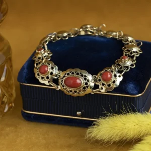 Sale Gouden armband met bloedkoraal 14 krt Armbanden Met Edelsteen