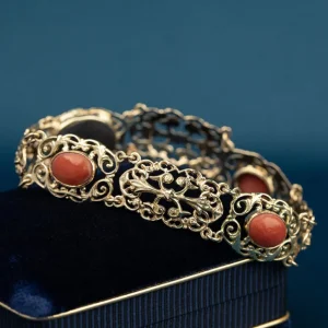 Sale Gouden armband met bloedkoraal 14 krt Armbanden Met Edelsteen