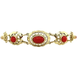 Sale Gouden armband met bloedkoraal 14 krt Armbanden Met Edelsteen