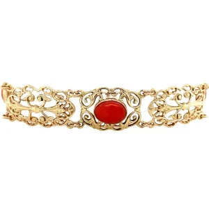 Sale Gouden armband met bloedkoraal 14 krt Armbanden Met Edelsteen