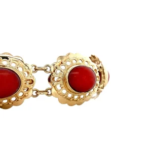 Clearance Gouden armband met bloedkoraal 14 krt Armbanden Met Edelsteen