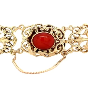 Sale Gouden armband met bloedkoraal 14 krt Armbanden Met Edelsteen