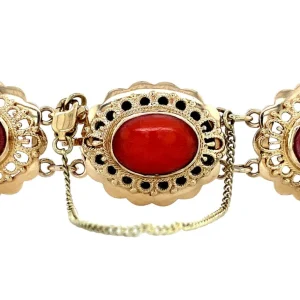 Clearance Gouden armband met bloedkoraal 14 krt Armbanden Met Edelsteen