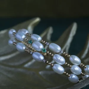 Best Gouden armband met parel, smaragd en diamant 18 krt Armbanden Met Edelsteen