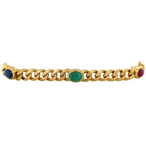 Sale Gouden armband met saffier, smaragd en robijn 18 krt Armbanden Met Edelsteen