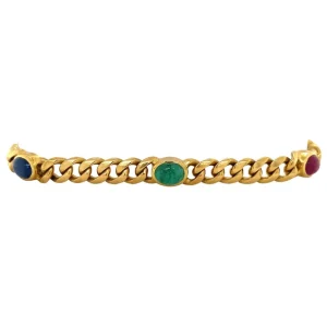 Sale Gouden armband met saffier, smaragd en robijn 18 krt Armbanden Met Edelsteen