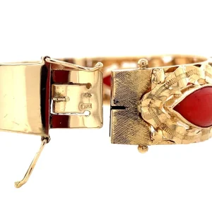 Sale Gouden bangle met bloedkoraal 14 krt Armbanden Met Edelsteen