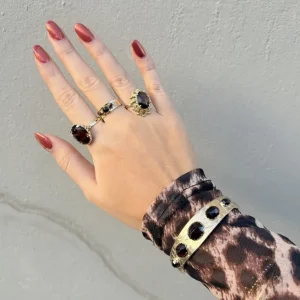 Outlet Gouden bangle met granaat 14 krt Bangles | Armbanden Met Edelsteen