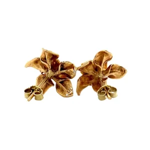 Hot Gouden bloem oorstekers met parel 14 krt Oorstekers | Oorbellen Met Edelsteen