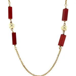 Fashion Gouden bolletjes collier met carneool 14 krt Kettingen Met Edelsteen
