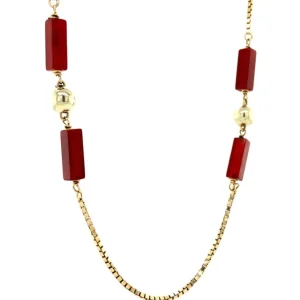 Fashion Gouden bolletjes collier met carneool 14 krt Kettingen Met Edelsteen