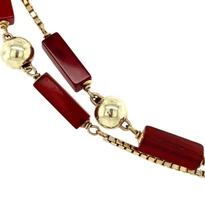 Fashion Gouden bolletjes collier met carneool 14 krt Kettingen Met Edelsteen