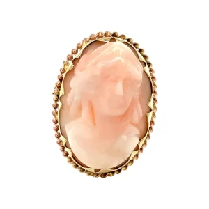 Outlet Gouden broche met angel skin koraal 14 krt Broches