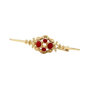 Fashion Gouden broche met bloedkoraal 14 krt Broches