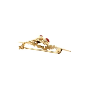 Fashion Gouden broche met bloedkoraal 14 krt Broches