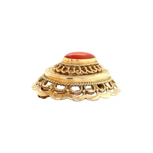 Hot Gouden broche met bloedkoraal 14 krt Broches