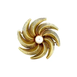 Sale Gouden broche met parel 14 krt Broches