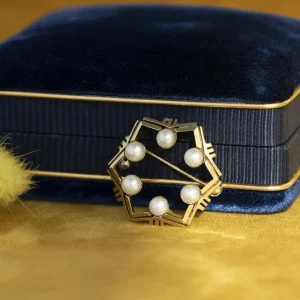 Sale Gouden broche met parel 14 krt Broches