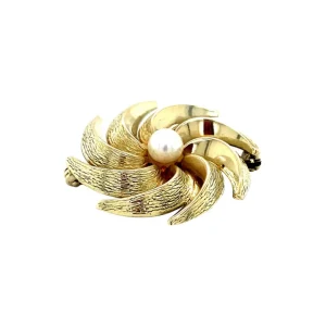 Sale Gouden broche met parel 14 krt Broches
