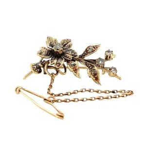 Outlet Gouden broche met roosdiamant 14 krt Broches
