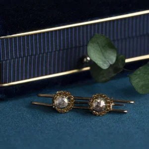 Sale Gouden broche met roosdiamant 14 krt Broches