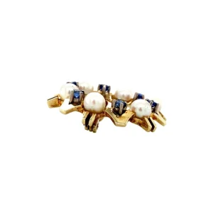 Clearance Gouden broche met saffier en parel 14 krt Broches