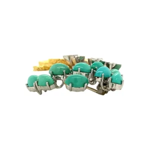 Discount Gouden broche met turkoois en diamant 18 krt Broches