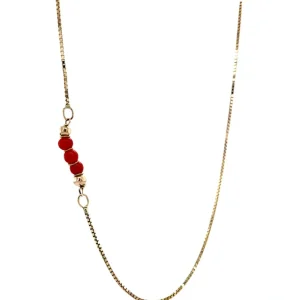 Hot Gouden collier met bloedkoraal 14 krt Kettingen Met Edelsteen | Gouden Kettingen