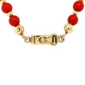 Discount Gouden collier met bloedkoraal 14 krt Kettingen Met Edelsteen