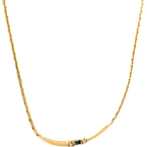 Discount Gouden collier met diamant en saffier hanger 14 krt Kettingen Met Edelsteen