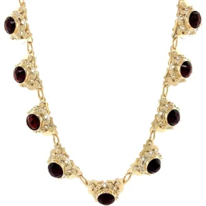 Outlet Gouden collier met granaat 14 krt Kettingen Met Edelsteen